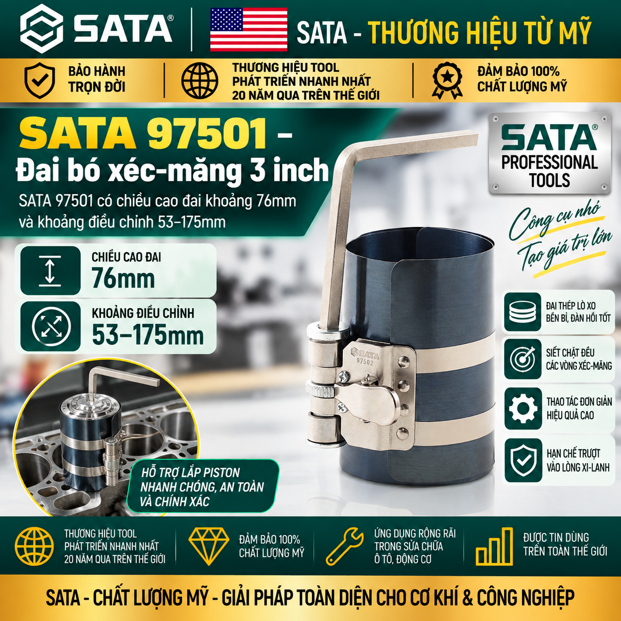 Cảo Vô Bạc Piston SATA – Dụng Cụ Sửa Chữa Động Cơ Ô Tô SATA
