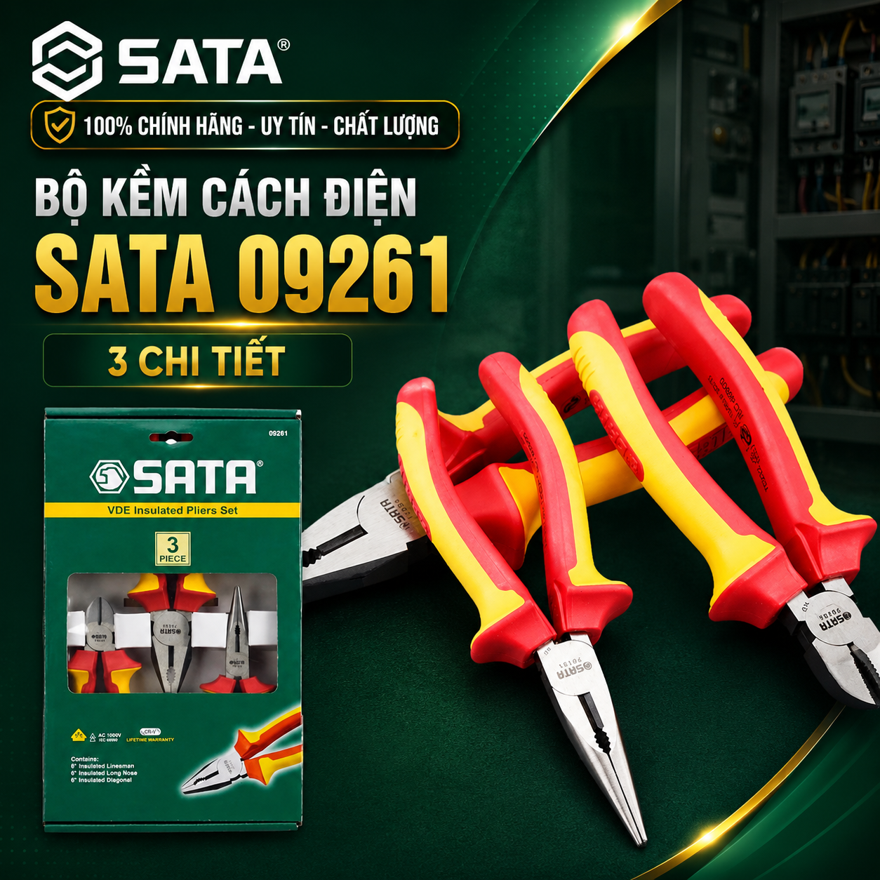 Bộ Kềm Cách Điện SATA 09261 – 3 Chi Tiết Chính Hãng Hải Phòng
