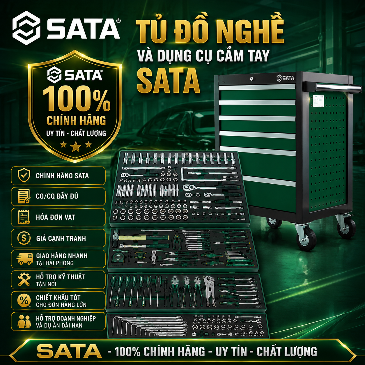 TỦ ĐỒ NGHỀ VÀ DỤNG CỤ CẦM TAY SATA CHÍNH HÃNG TẠI HẢI PHÒNG