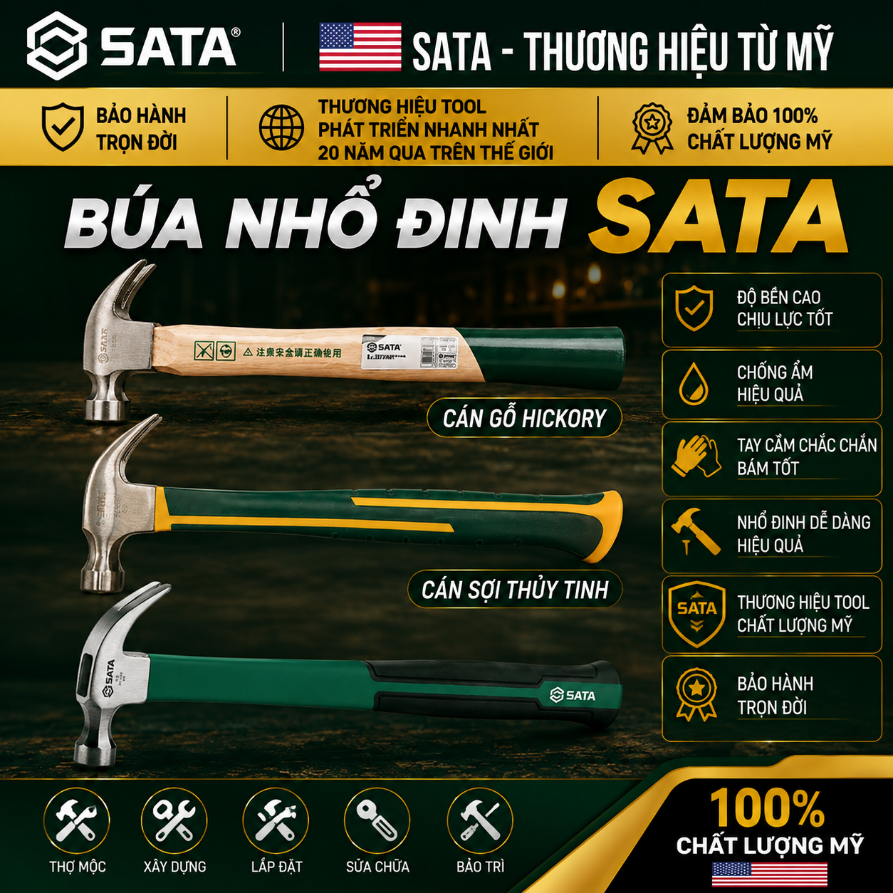 BÚA NHỔ ĐINH SATA Chính Hãng – Báo Giá Tại Hải Phòng