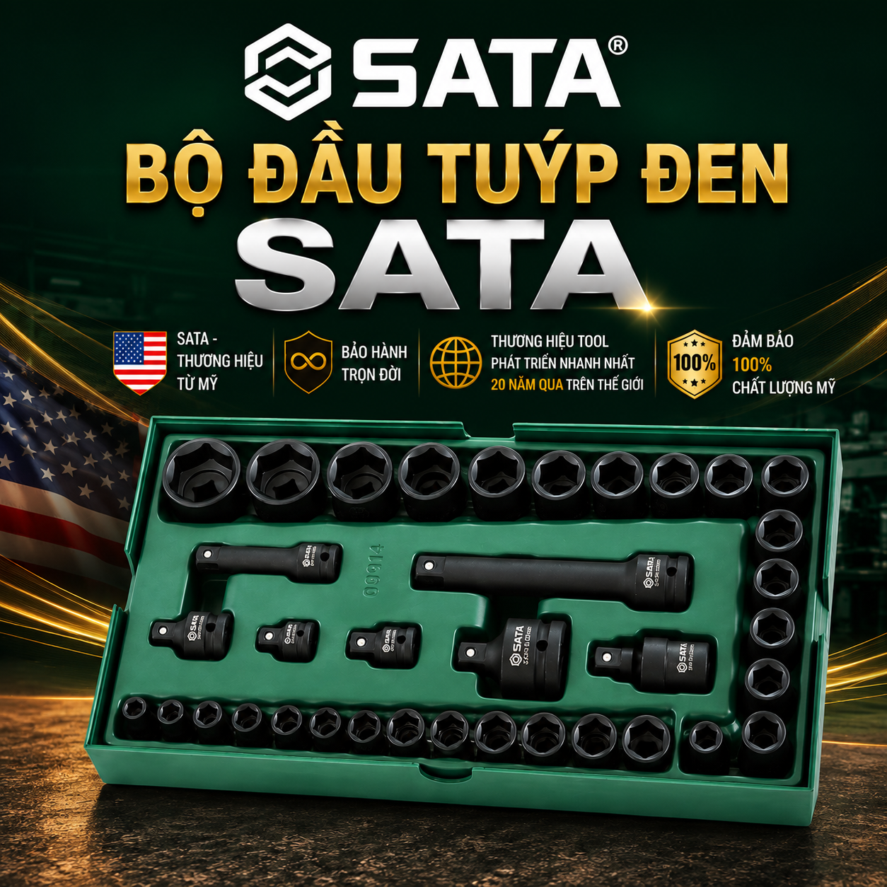 BỘ ĐẦU TUÝP ĐEN SATA Chính Hãng Tại Hải Phòng