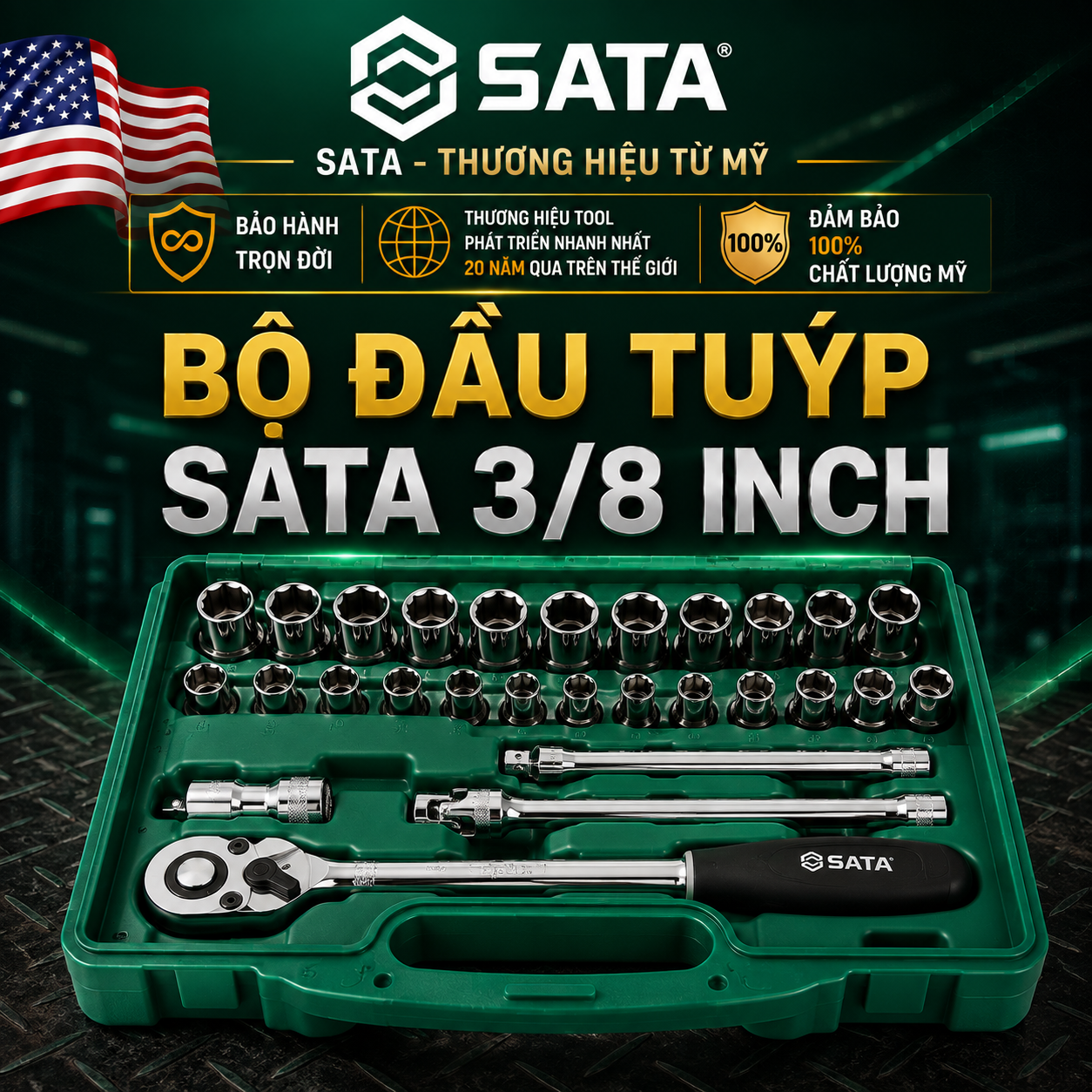 BỘ ĐẦU TUÝP SATA 3/8 INCH Chính Hãng Tại Hải Phòng