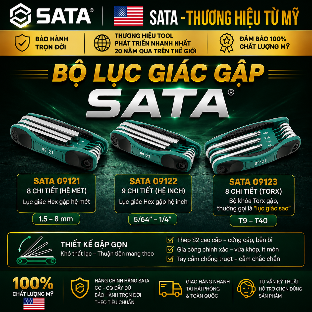 Bộ Lục Giác Gập SATA Chính Hãng Tại Hải Phòng