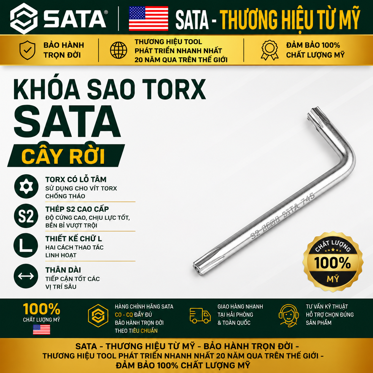 Khóa Sao Torx SATA Cây Rời 84501–84513 T6–T50