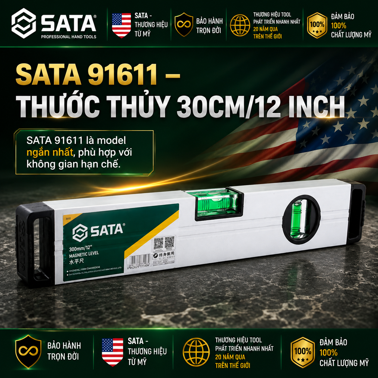 Thước Thủy SATA Chính Hãng Tại Hải Phòng – Đủ Kích Thước 30–120cm